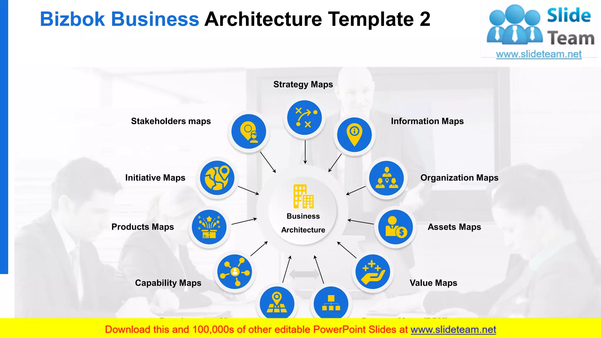 Bizbok Business Architecture Template 2
Initiative Maps
Stakeholders maps
Strategy Maps
Information Maps
Organization Maps
Assets Maps
Value Maps
Process Maps (BPM)Requirements Maps
Products Maps
Capability Maps
Business
Architecture
3
 