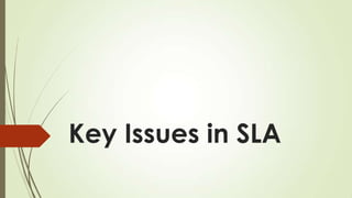 Key Issues in SLA
 
