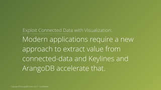Copyright © ArangoDB GmbH, 2017 - Confidential Exploit Connected Data with Visualization: Modern applications require a new approach to extract value from connected-data and Keylines and ArangoDB accelerate that. 