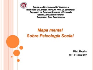 Mapa mental
Sobre Psicología Social
Díaz Keylis
C.I: 21.046.512
 