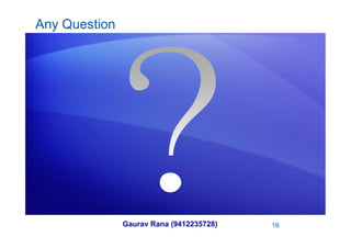 Any Question
Gaurav Rana (9412235728) 16
 