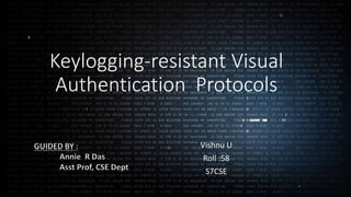 Keylogging-resistant Visual
Authentication Protocols
Vishnu U
Roll :58
S7CSE
 