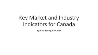 Key Market and Industry
Indicators for Canada
By: Paul Young, CPA, CGA
 