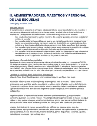 Key messages and actions for covid 19 prevention and control in schools spanish