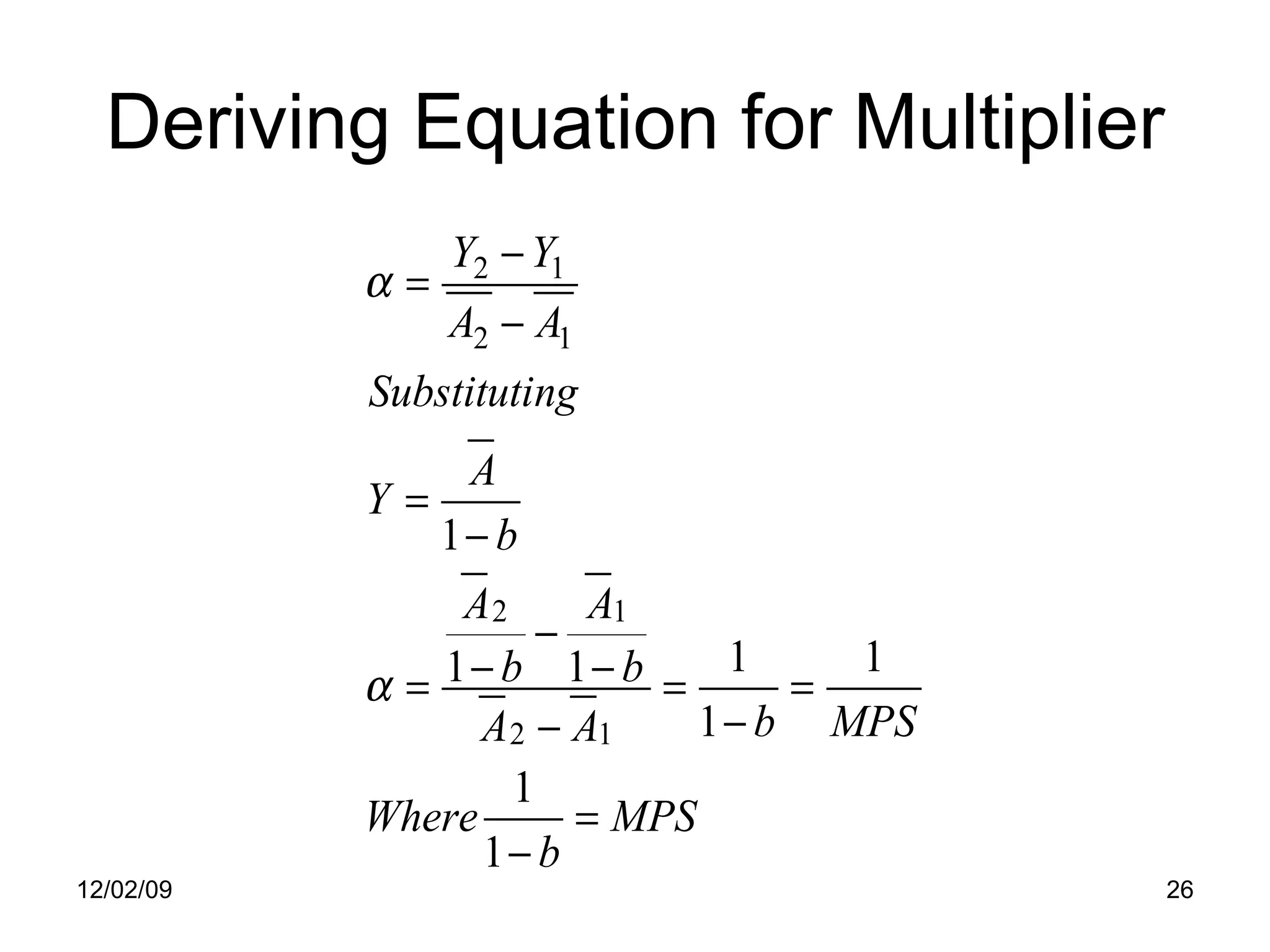 Deriving Equation for Multiplier 06/07/09 