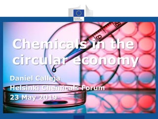 Chemicals in the
circular economy
Daniel Calleja
Helsinki Chemicals Forum
23 May 2019
 