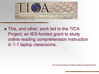 Mexico is following e-Mexico, a policy designed to provide every citizen and every school with an Internet connection (Ludlow, 2006).This generation’s defining technology for reading.