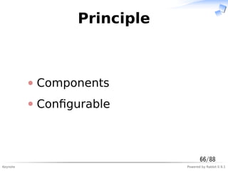 Keynote Powered by Rabbit 0.9.1
Principle
Components
Conﬁgurable
66/88
 