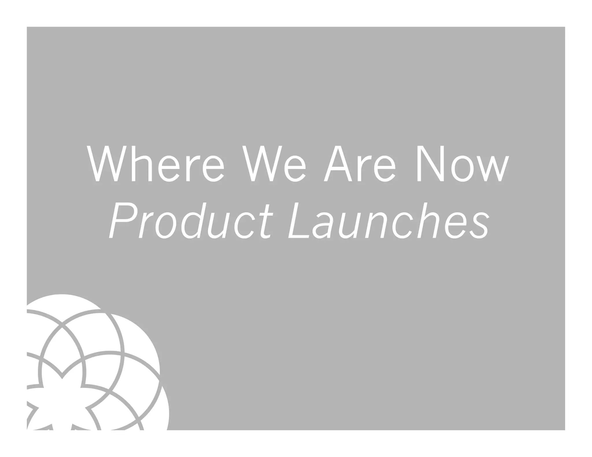Where We Are Now
Product Launches
 