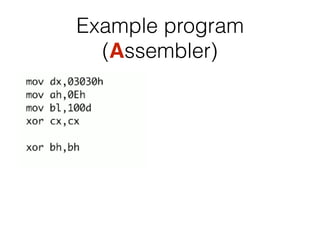 Example program
(Assembler)
 