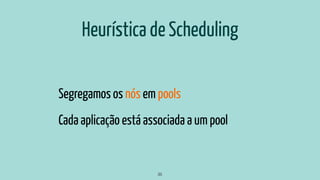 Heurística de Scheduling
Segregamos os nós em pools
Cada aplicação está associada a um pool
35
 