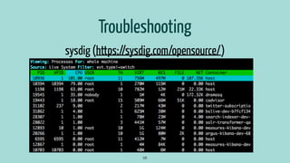 Troubleshooting
sysdig (https://sysdig.com/opensource/)
58
 