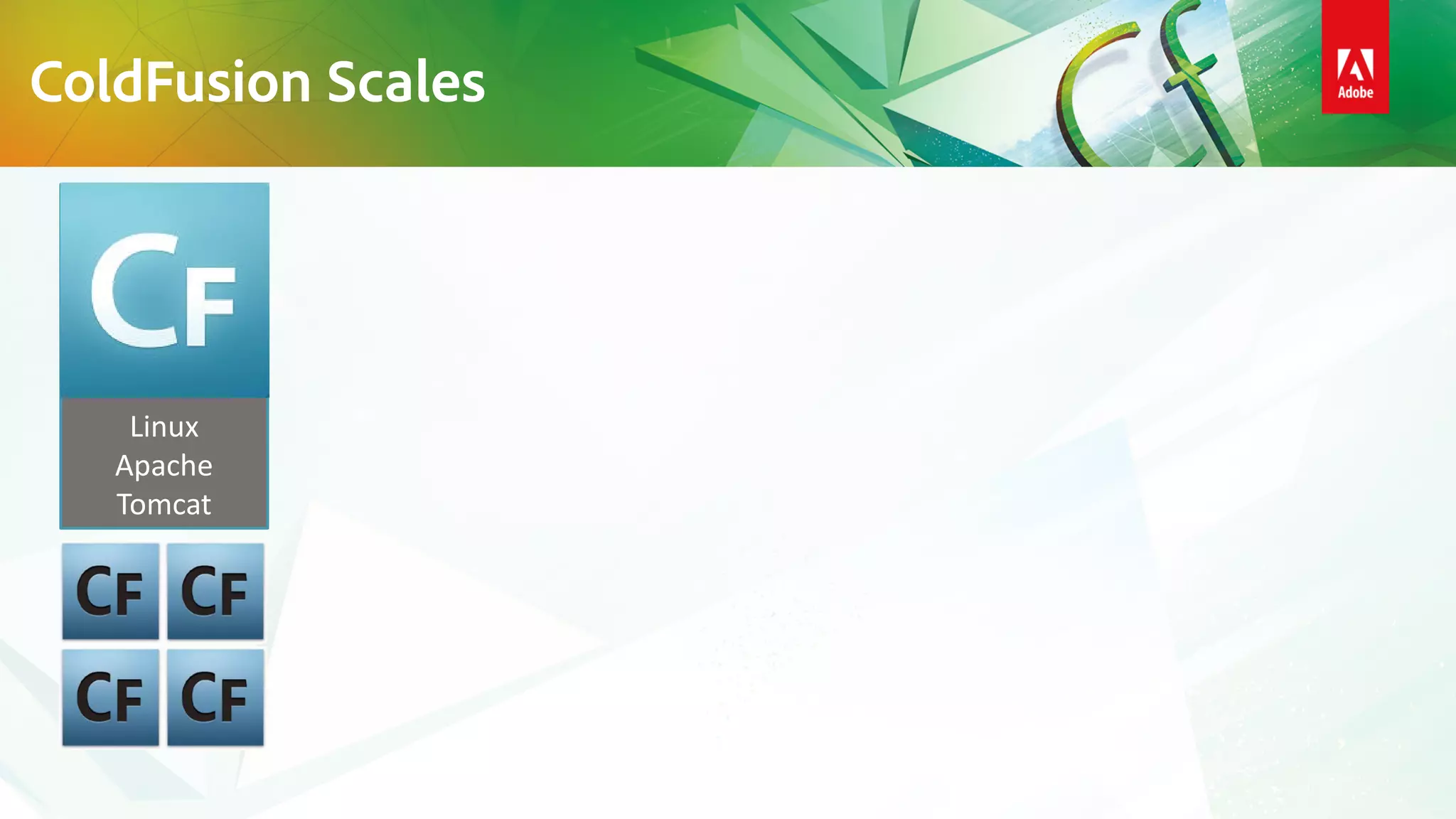 Linux
Apache
Tomcat
ColdFusion Scales
 