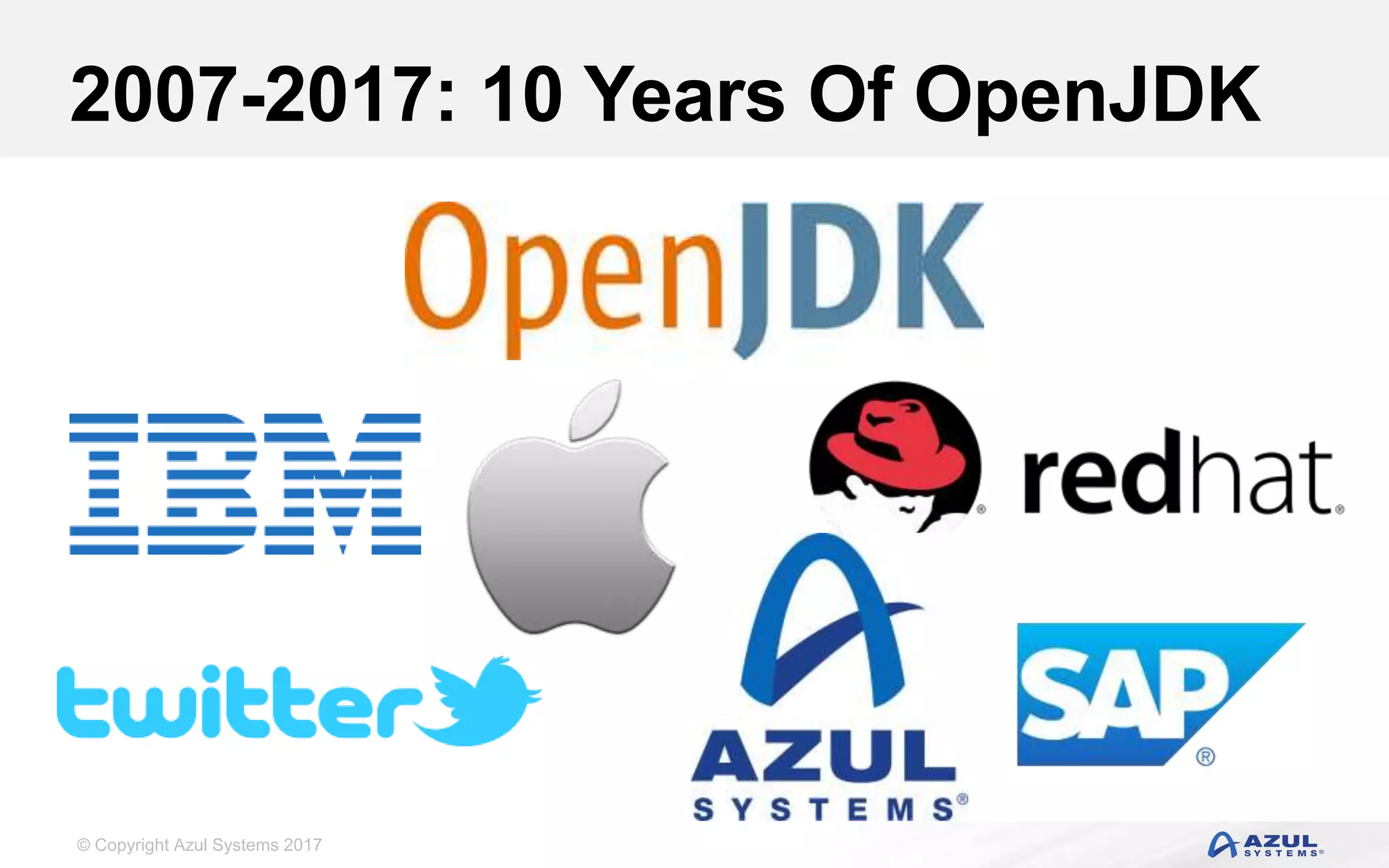 © Copyright Azul Systems 2017
2007-2017: 10 Years Of OpenJDK
 