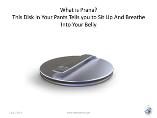 What is Prana? 
This Disk In Your Pants Tells you to Sit Up And Breathe 
Into Your Belly 
15-12-2014 www.letsnurture.com 
 