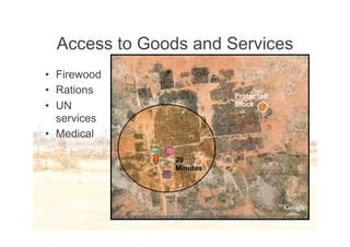 Access to Goods and Services
• Firewood
• Rations                 Protected
• UN                      Block

  services
• Medical

                20
                Minutes
 