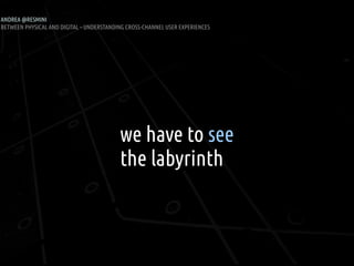 ANDREA @RESMINI
BETWEEN PHYSICAL AND DIGITAL – UNDERSTANDING CROSS-CHANNEL USER EXPERIENCES




                                          we have to see
                                          the labyrinth
 