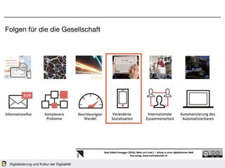 Folgen für die die Gesellschaft
Digitalisierung und Kultur der Digitalität
 