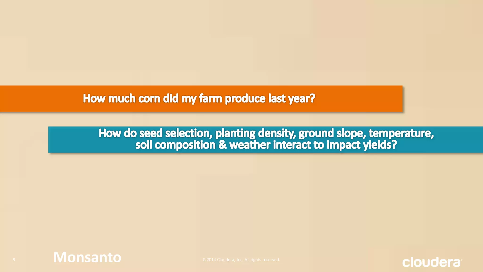 IT’S	
  ALL	
  
(BIG)	
  
DATA	
  
10TB	
  to	
  10PB	
  
©2014	
  Cloudera,	
  Inc.	
  All	
  rights	
  reserved.	
  	
  	
  9	
  
 
