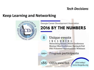 Tech Decisions
Keep Learning and Networking
 