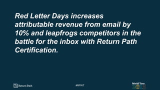 #RPWT#RPWT
Red Letter Days increases
attributable revenue from email by
10% and leapfrogs competitors in the
battle for the inbox with Return Path
Certification.
 