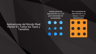 Amplia gama de
aplicaciones con una
gran diversidad de
necesidades
Aplicaciones del Mundo Real
Vienen En Todos los Tipos y
Tamaños
Sin necesidad de
estandarizar a un
mínimo común
denominador
 