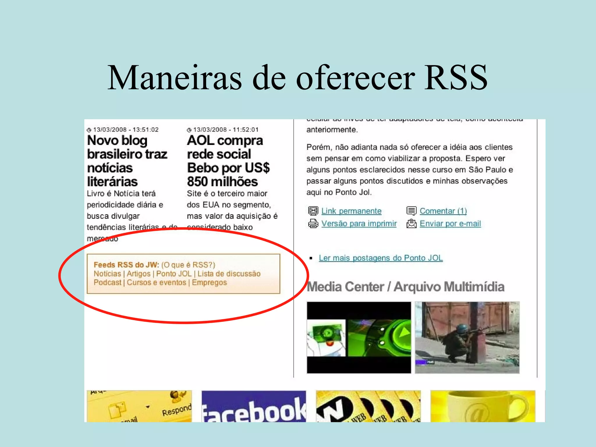 Maneiras de oferecer RSS 
