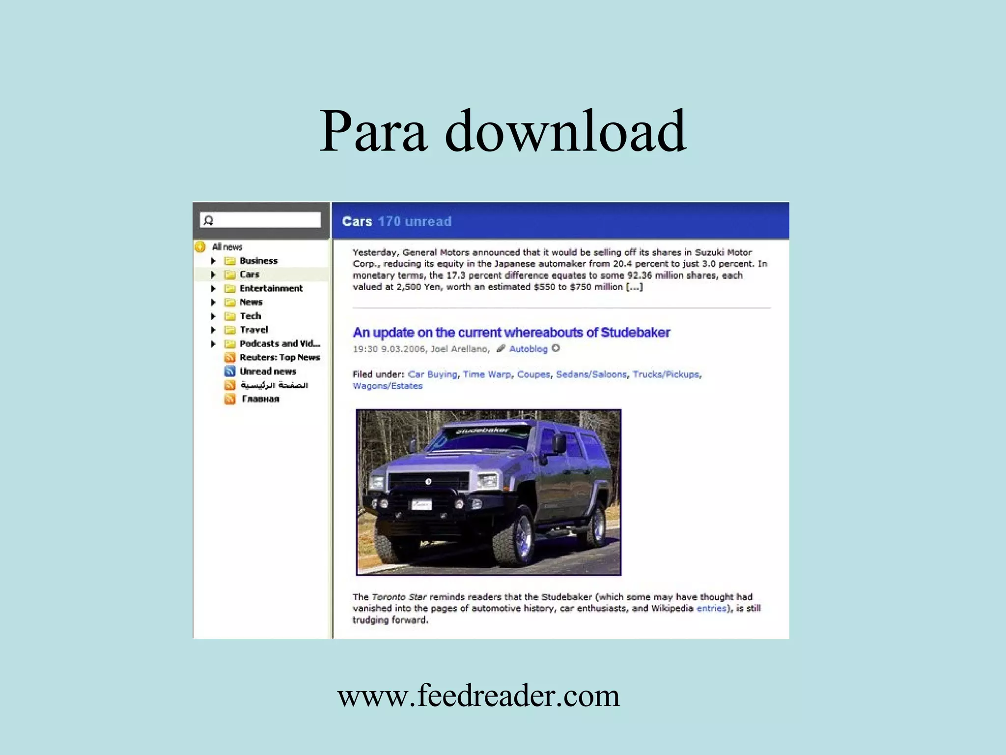 Para download www.feedreader.com 