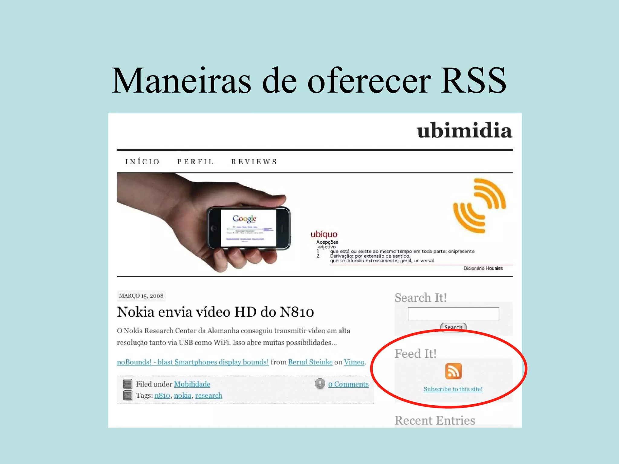 Maneiras de oferecer RSS 