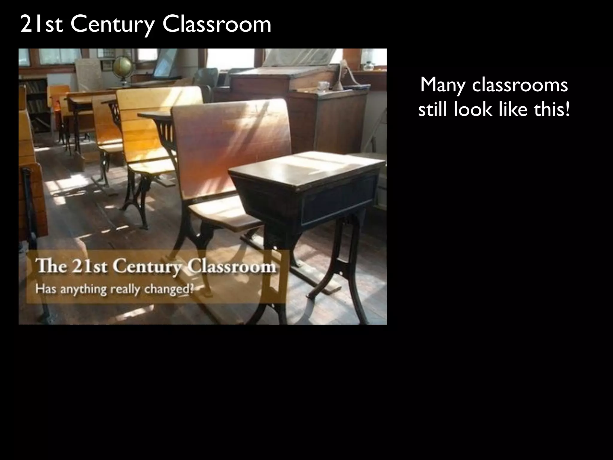 21st Century Classroom

                         Many classrooms
                         still look like this!
 