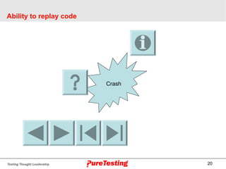 20
Ability to replay code
Crash
 