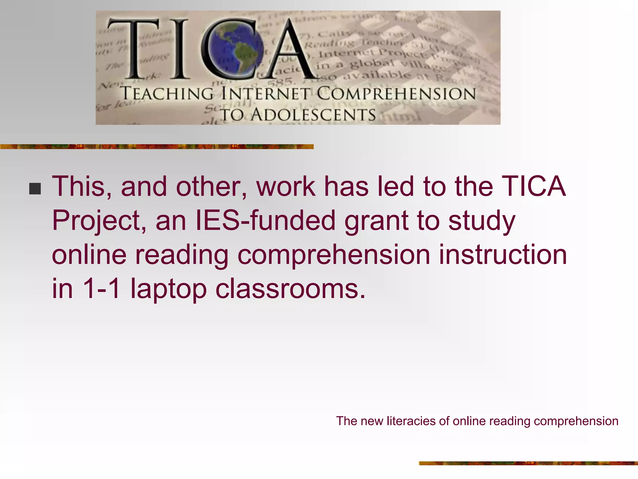 Mexico is following e-Mexico, a policy designed to provide every citizen and every school with an Internet connection (Ludlow, 2006).This generation’s defining technology for reading.