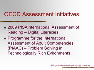 Implications For Education?Problem based learning essentialEffective online information and communication skills required.Internet literacies have become central.In short: fundamental change.