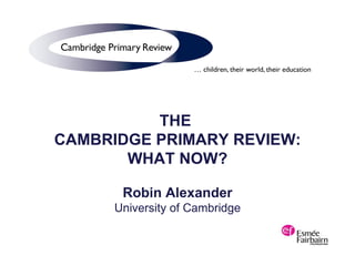 THE  CAMBRIDGE PRIMARY REVIEW: WHAT NOW? Robin Alexander University of Cambridge 