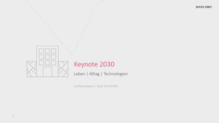 1
Keynote 2030
Leben | Alltag | Technologien
Andreas Knauer | Data One GmbH
 