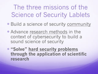 The Rising Tide Lifts All Boats:  The Advancement of Science in Cybersecurity 