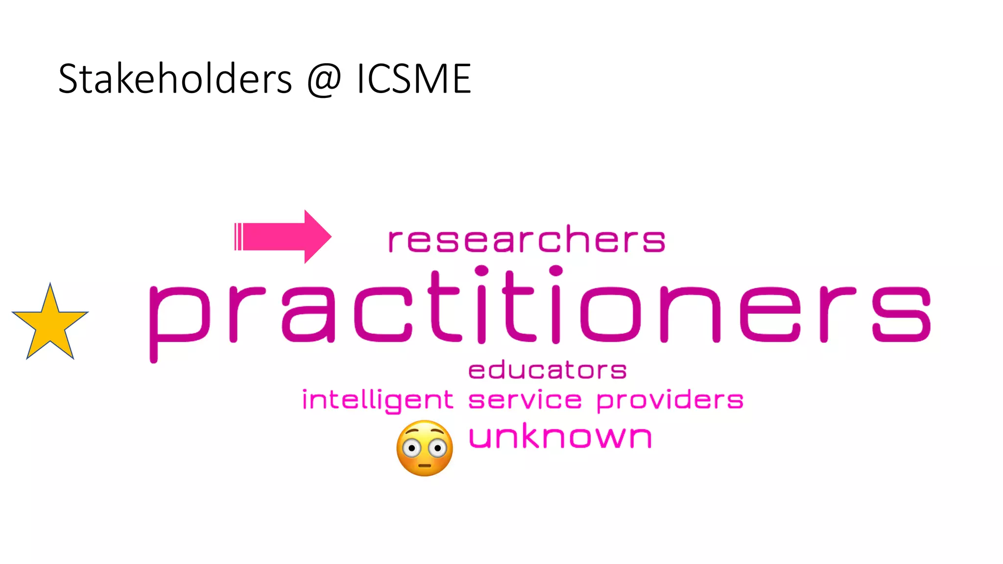 Stakeholders @ ICSME
 
