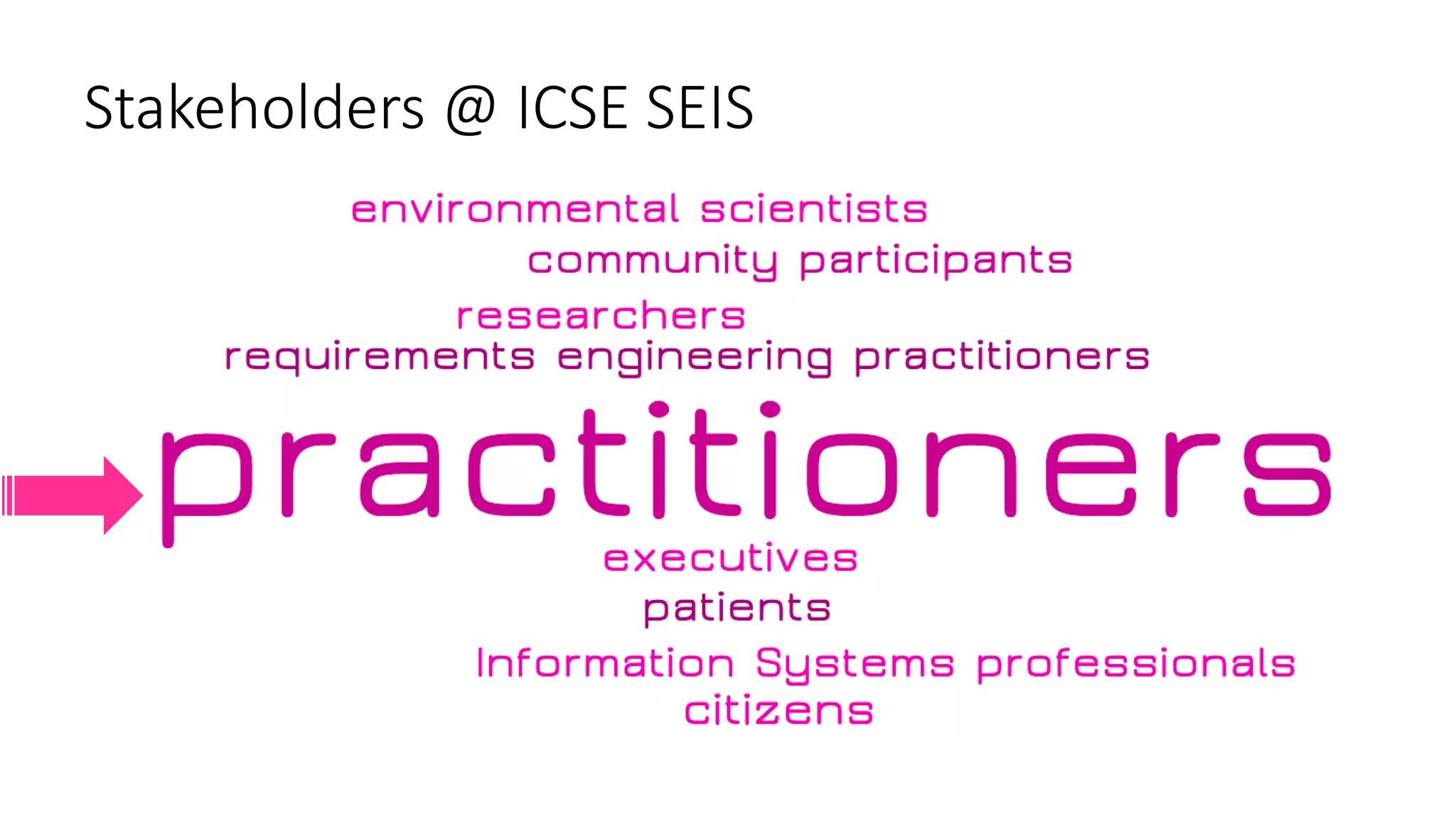Stakeholders @ ICSE SEIS
 