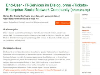 23
End-User - IT-Services im Dialog, ohne «Tickets»
Enterprise-Social-Network Community (e20cases.org)
 