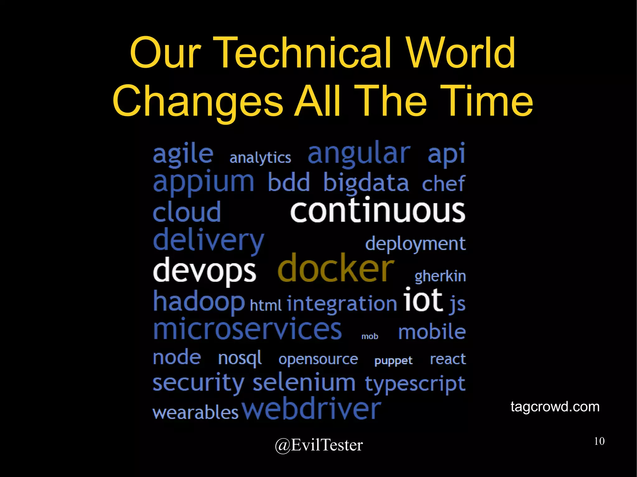 @EvilTester 10
Our Technical World
Changes All The Time
tagcrowd.com
 
