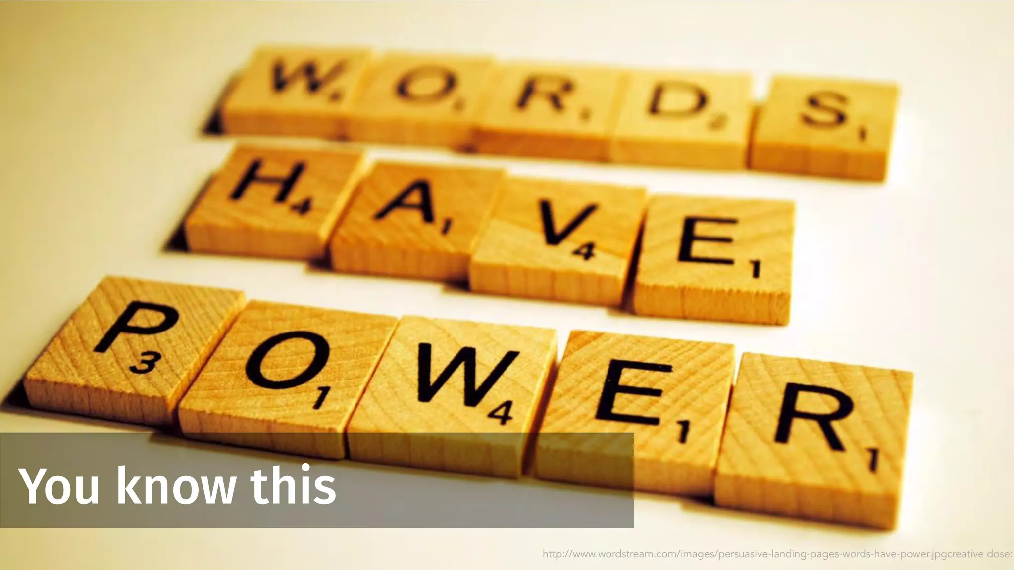 You know this
http://www.wordstream.com/images/persuasive-landing-pages-words-have-power.jpgcreative dose:
 