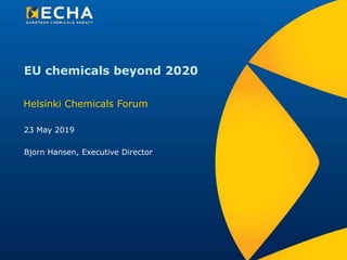 EU chemicals beyond 2020
23 May 2019
Bjorn Hansen, Executive Director
Helsinki Chemicals Forum
 