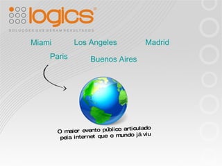 Miami Paris Los Angeles Buenos Aires Madrid O maior evento público articulado  pela internet que o mundo já viu 