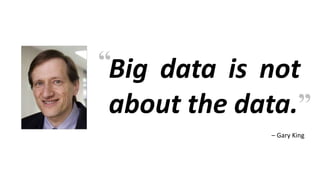 Big data is not
about the data.
– Gary King
“
”
 