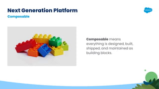 Composable means
everything is designed, built,
shipped, and maintained as
building blocks.
Composable
Next Generation Pla...