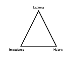 Laziness




Impatience              Hubris
 