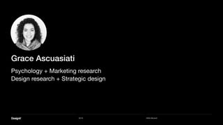2015 IXDA Munich
Grace Ascuasiati
Psychology + Marketing research
Design research + Strategic design
 
