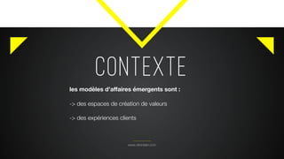 CONTEXTE
www.citronbien.com
les modèles d’affaires émergents sont :
-> des espaces de création de valeurs
-> des expériences clients
 