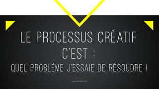 LE PROCESSUS CRÉATIF
C’EST :
QUEL PROBLÈME J’ESSAIE DE RÉSOUDRE !
www.citronbien.com
 