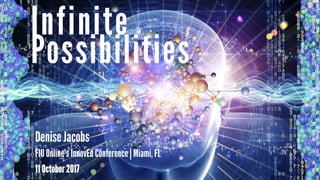 Possibilities
Infinite
Denise Jacobs
FIU Online’s InnovEd Conference | Miami, FL
11 October 2017
 
